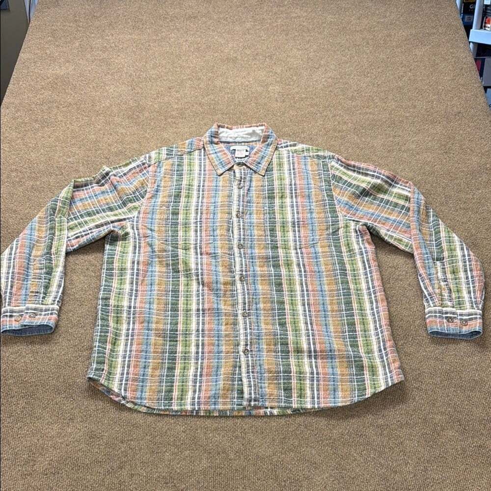 Carbon 2 Cobalt Shirt Mens Large Multicolor Plaid Cotton Button Up Long Sleeve